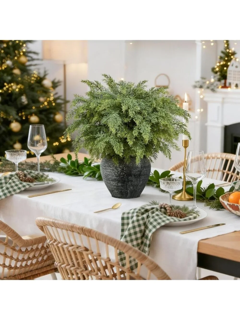 Realistic Faux Cedar Stems - 12Pcs 20